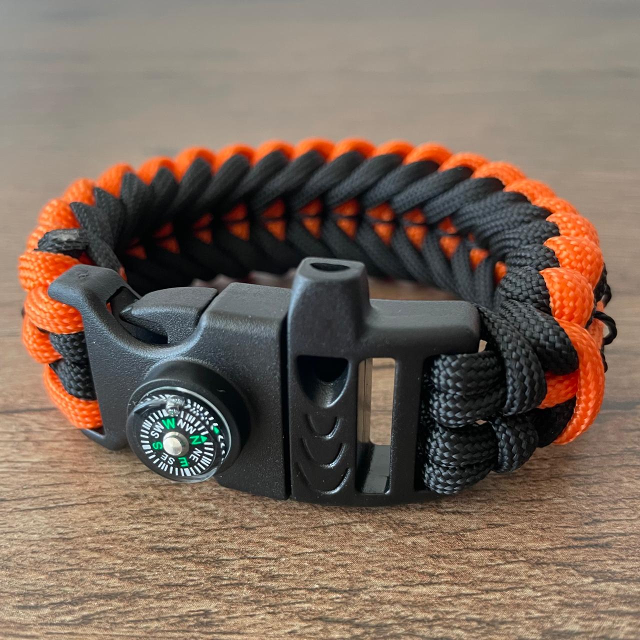 Brazalete Pulsera de Supervivencia Adventure Sport Orange Black