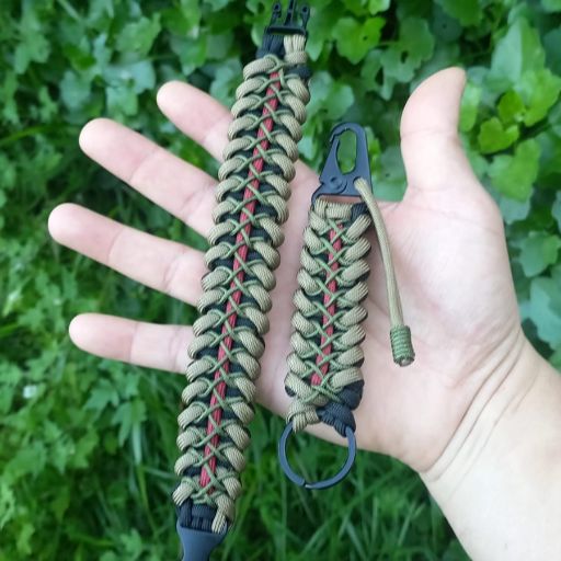 Pack Pulsera de Supervivencia mas llavero con mosqueton Cascabel