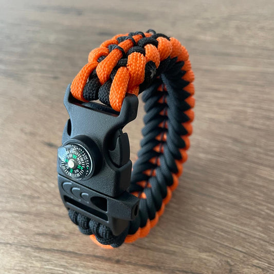 Brazalete Pulsera de Supervivencia Adventure Sport Orange Black