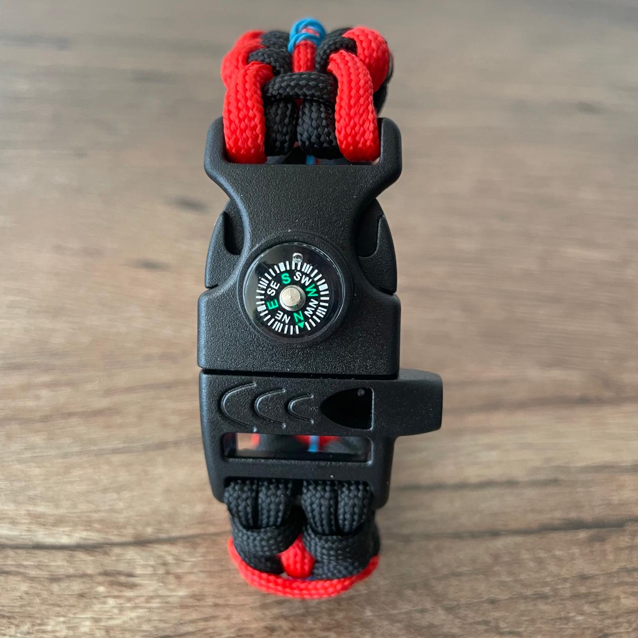 Brazalete Pulsera de Supervivencia Adventure Sport Red Black