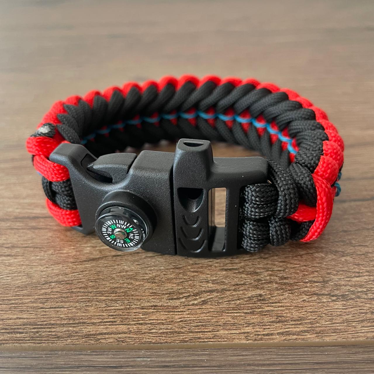 Brazalete Pulsera de Supervivencia Adventure Sport Red Black