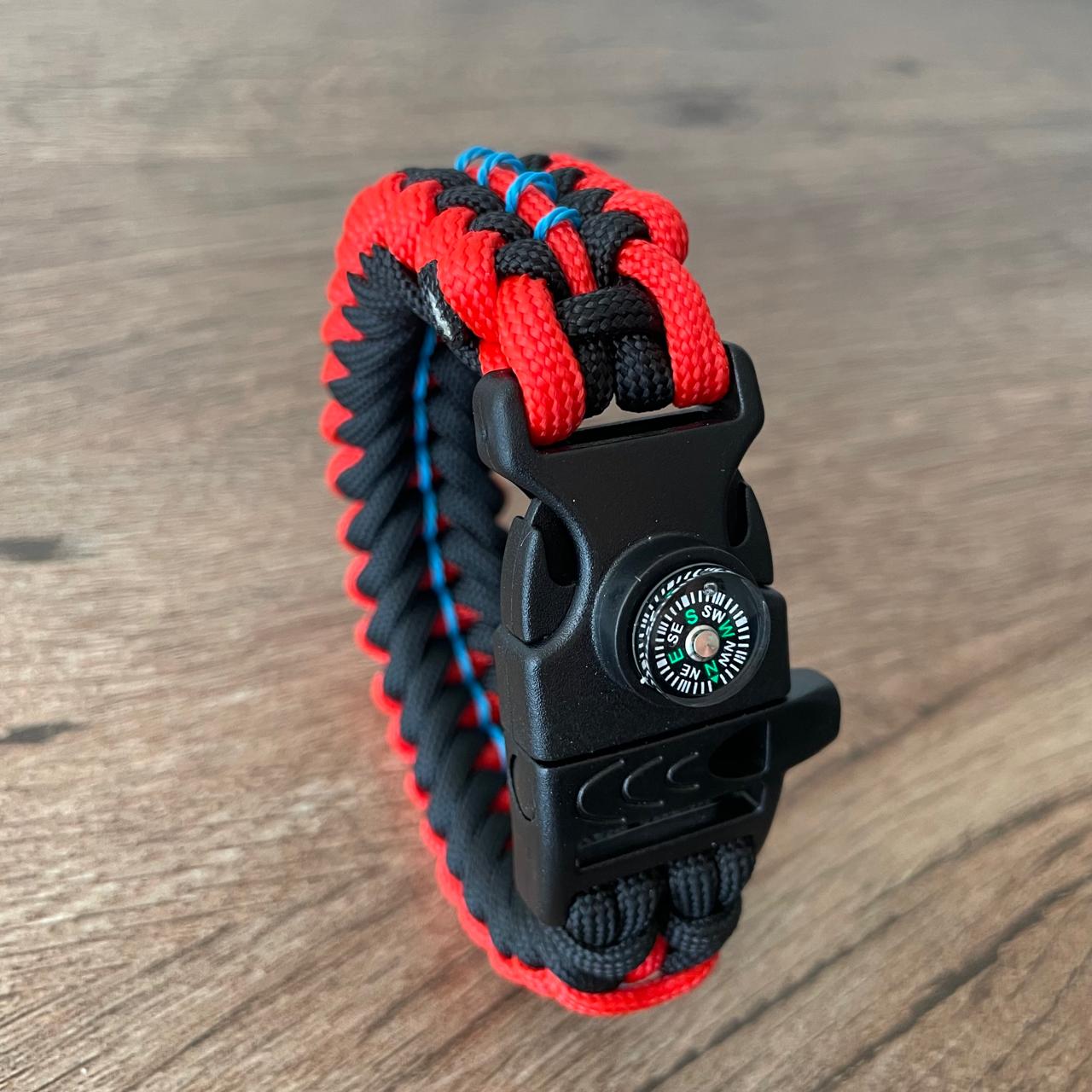 Brazalete Pulsera de Supervivencia Adventure Sport Red Black