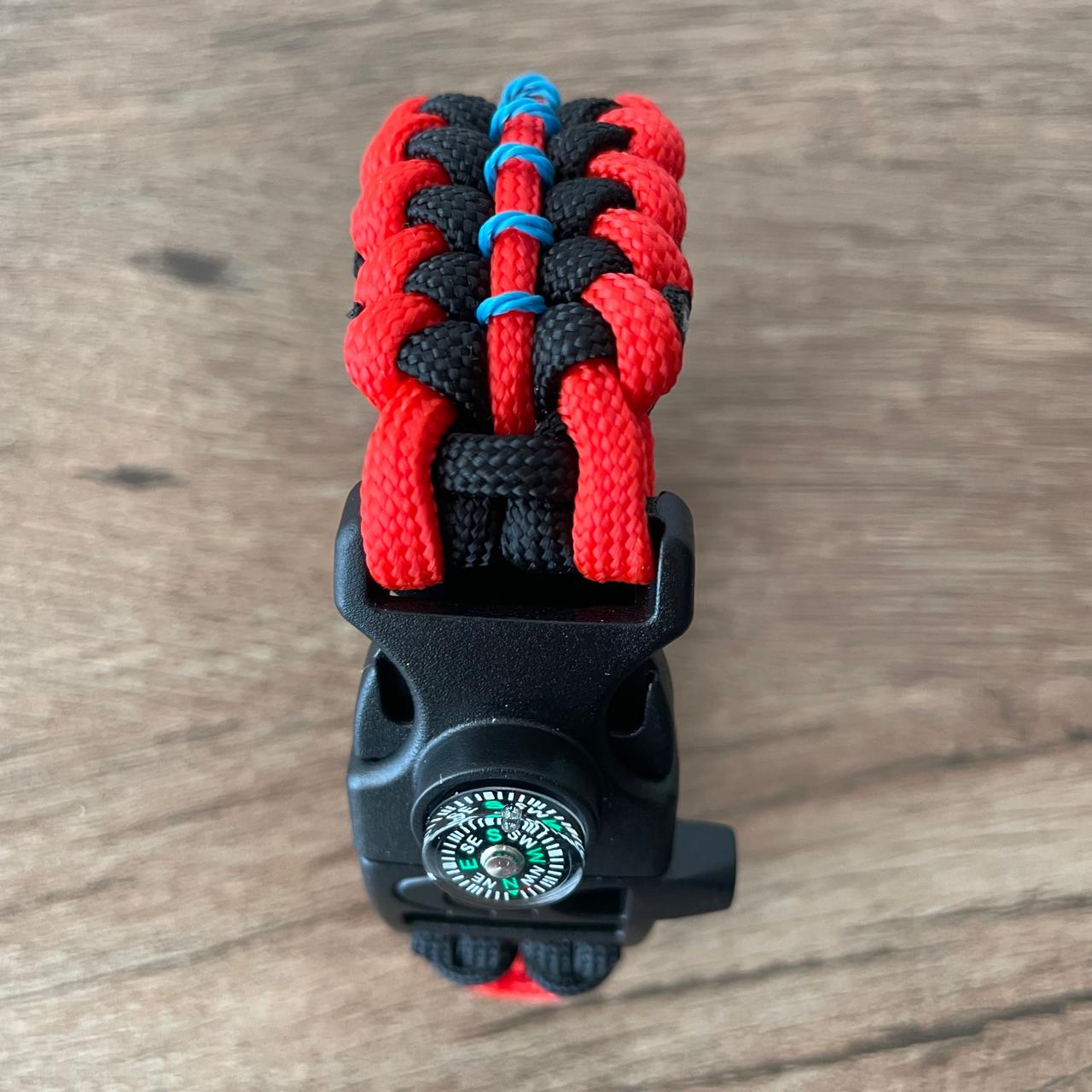 Brazalete Pulsera de Supervivencia Adventure Sport Red Black