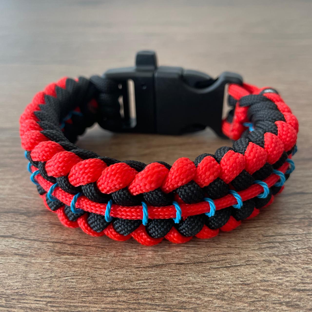 Brazalete Pulsera de Supervivencia Adventure Sport Red Black