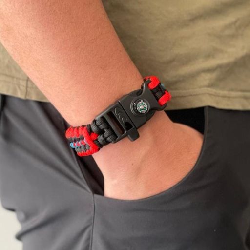 Brazalete Pulsera de Supervivencia Adventure Sport Red Black