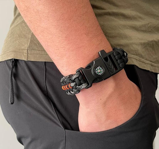 Brazalete Pulsera de Supervivencia Adventure Sport Camo Black and Gray