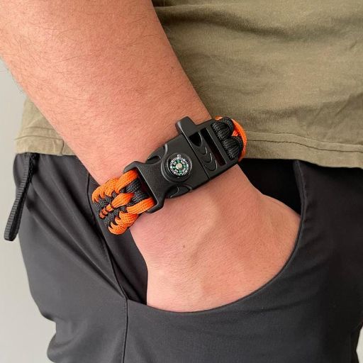 Brazalete Pulsera de Supervivencia Adventure Sport Orange Black