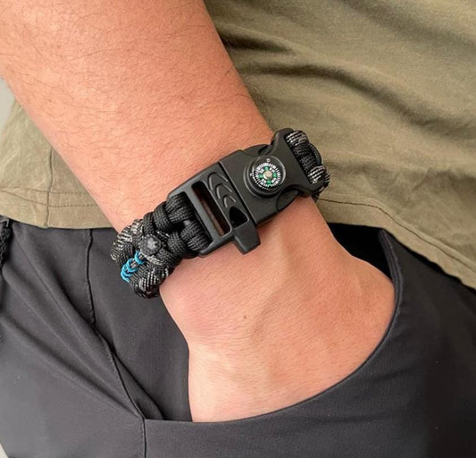 Brazalete Pulsera de Supervivencia Adventure Sport Black and Blue